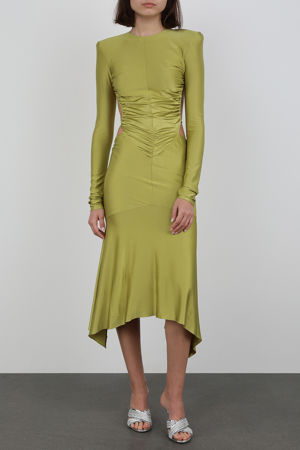 שמלת מידי ירוקה עם גב פתוח